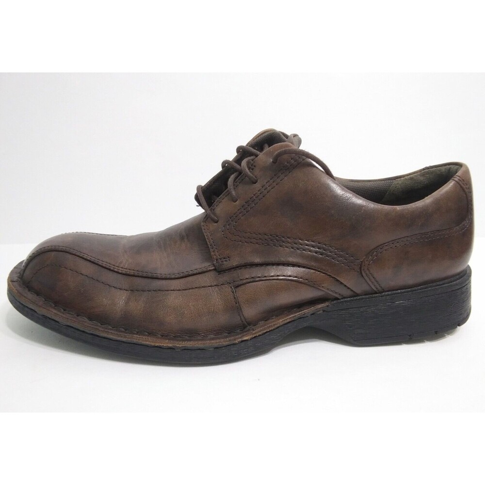 Clarks Men's Size 10.5 Booker Brown Antique Leather Distressed Oxfords Lace Up - Picture 5 of 11